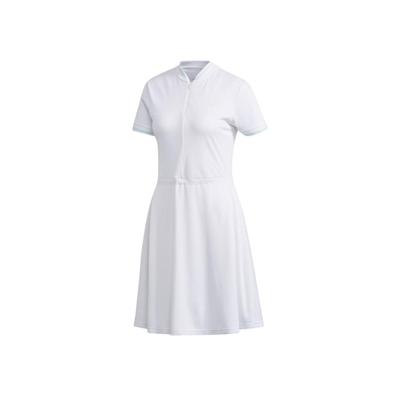 Neo Logo Solid Color Three Stripes Color Block Sports Slim Fit Zipper Breathable Short Sleeve Dress Women Dresses White DZ9283