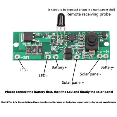 1-10 Pièces Panneau de Lampe Solaire Longue Durée avec Circuit Imprimé de Panneau de Contrôle à Télécommande Réduction Automatique de Puissance 3.2v/3.7v