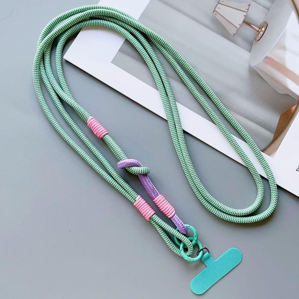 Color-Block Woven Crossbody Mobile Phone Case with Anti-Drop Lanyard