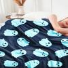 1pc, Halloween Blue Ghosts Flannel Fleece Throw Blanket, All-Season Soft Cozy Sofa Cover, Travel Blanket, Machine Washable