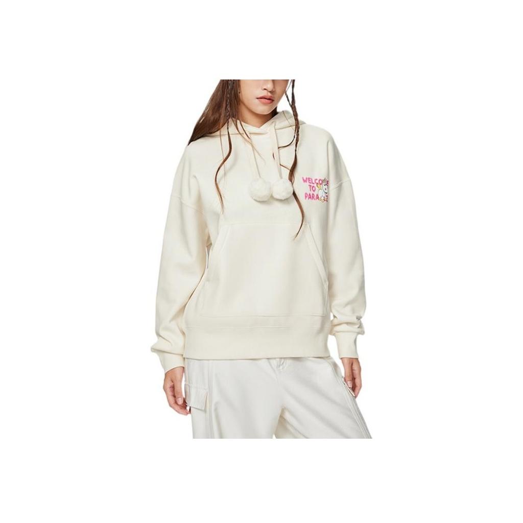 Li Ning X Pixar Toy Story Series Logo Print Drawstring Hoodie Women Hoodies White AWDSF40-2