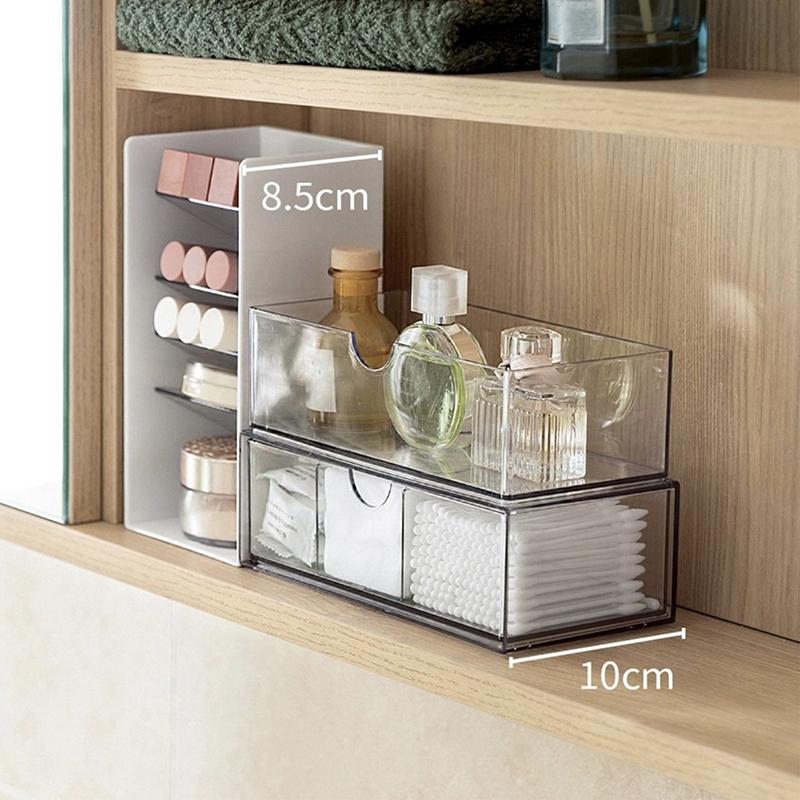 Szafka z lustrem Pudełko do przechowywania, Stojak do przechowywania kosmetyków i szminek, Organizacja na biurko w łazience, Wielowarstwowe pudełko do przechowywania typu szufladowego