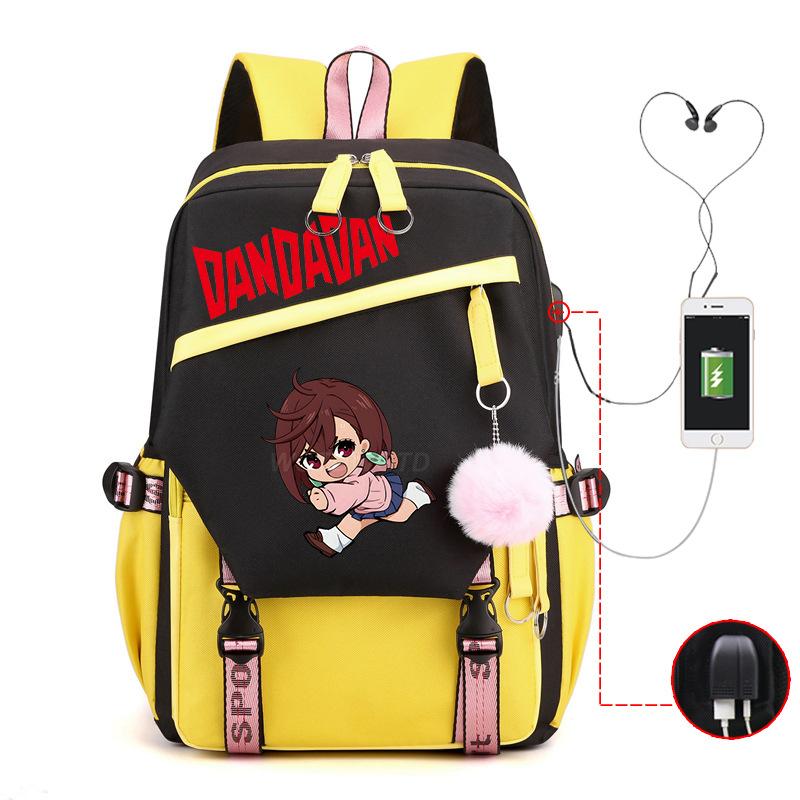 Dandadan Foreign Trade Children's Schoolbag Contrasting Color Neutral Backpack Usb Multi-functional Primary and Secondary School Backpack