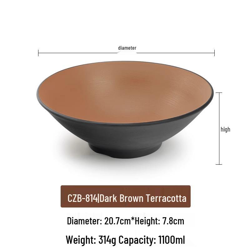 Large Frosted Melamine Ramen Bowl - Japanese-Style Restaurant Noodle Bowl for Mala Tang, Luosifen, Soup, and Rice Noodles
