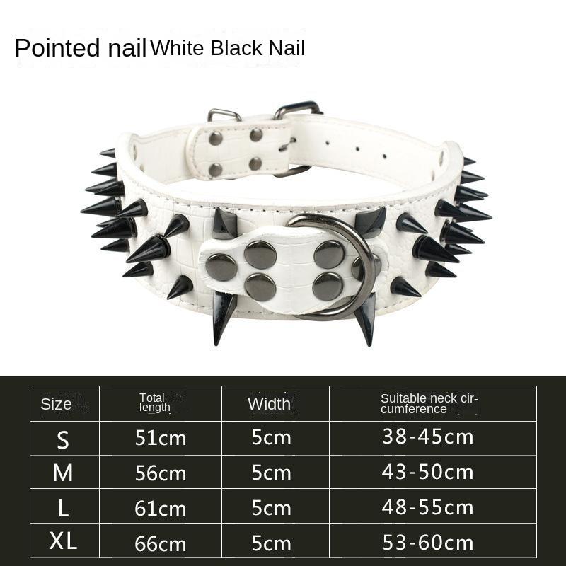 Wide Luxurious Leather Dog Collar Sharp Spike Studded Dog Collars for Rottweiler Pitbull Large X-Large Training Dogs