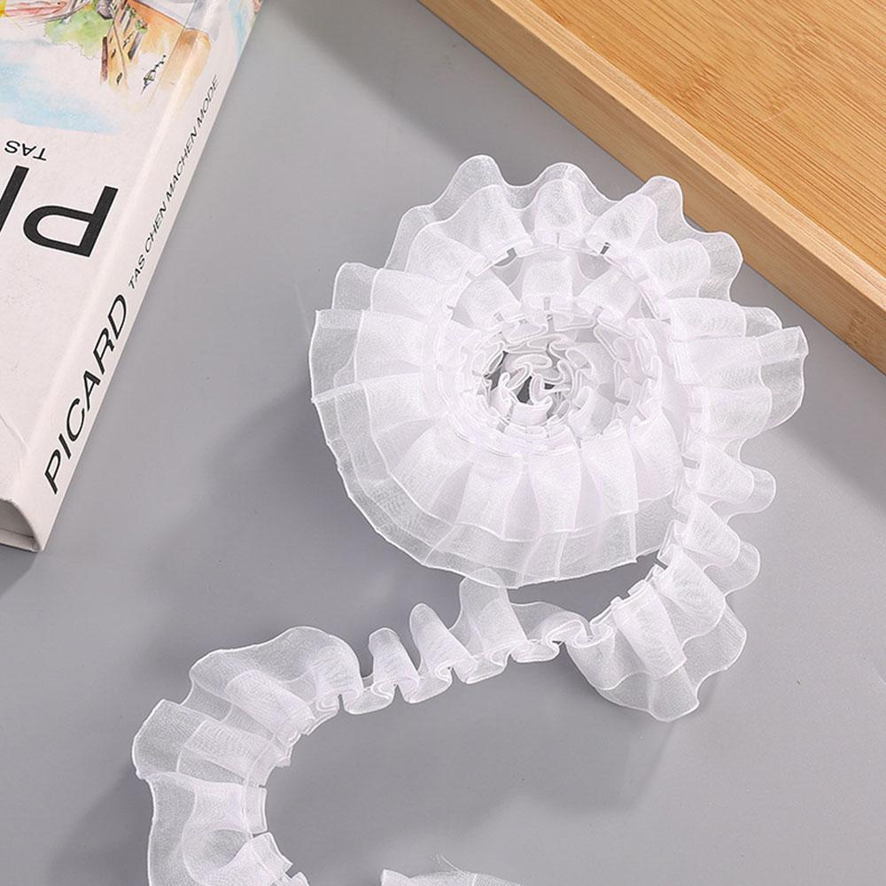 2026 Trendy 4CM Organza Lace Ribbon Double Layer Lotus Leaf Trim for Party Dress Skirt Hem Applique & DIY Home Decor