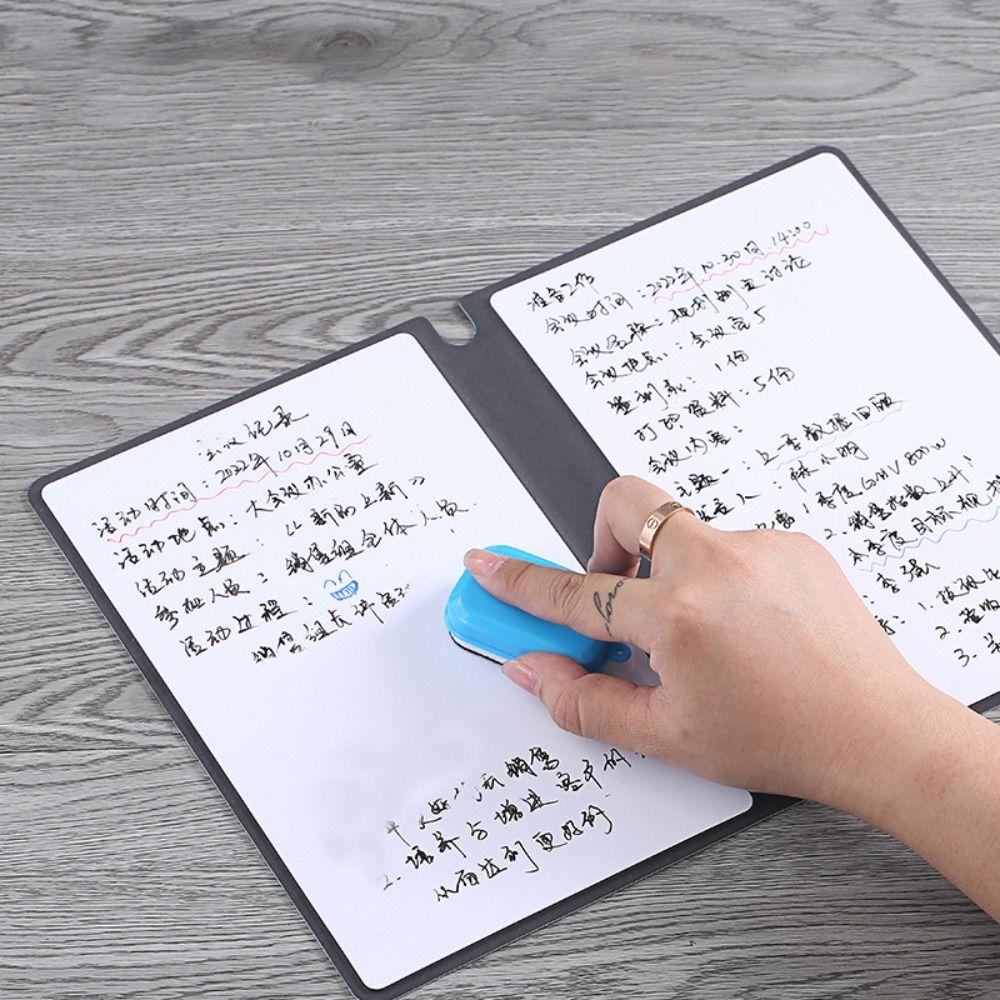 With Whiteboard Pen A4 Whiteboard Notebook Leather Office Notebooks Writing Board  Students Gift