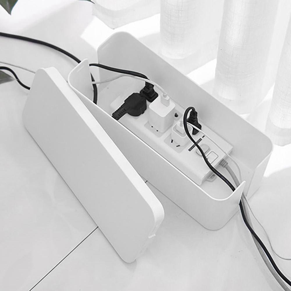 White Hidden Desktop Cable Finishing Line Storage Bin Wire Case Power Strip Case Cable Storage Box