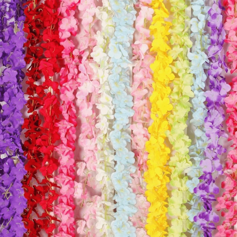 Green Leaves Artificial Wisteria Silk Flower Hanging Garland Hanging Silk Orchid  Wall Decoration