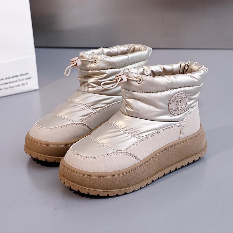 Damenmode Dicke Sohle Erhöhend Leicht Winter Warm Fell Eins Schneestiefel Gepolstertes Futter Rutschfest Lässig Sportlich Baumwollstiefel