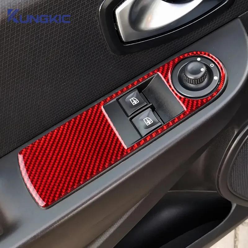 Real Soft Carbon Fiber Sticker LHD RHD For Renault Clio 3 2013 2014 2015 2016 2017 2018 Car Front Window Lift Frame Interior