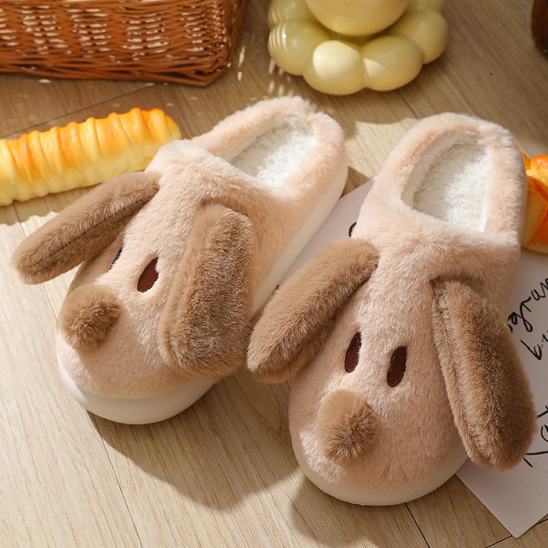 Cotton slippers female cute cartoon bag head non-slip wool slippers winter warm thick-soled confinement shoes