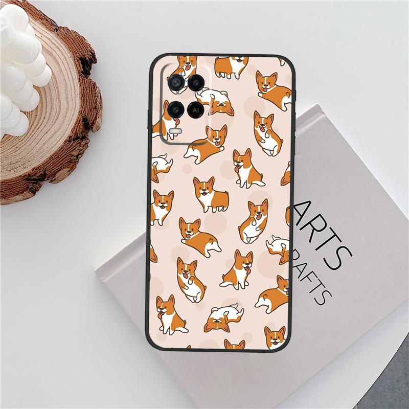 Cartoon Corgi Case For Oppo A60 A74 A94 A54 A18 A38 A58 A78 A98 A40 A80 A16 A76 A96 A15 A57S A17 A77 Cover