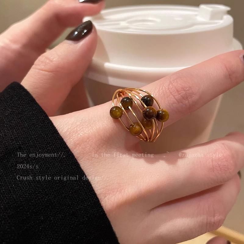 Liquan Bead Ring for Women - New Design for Index Finger - Small-Scale Unique Design - High-Class Feeling Ring