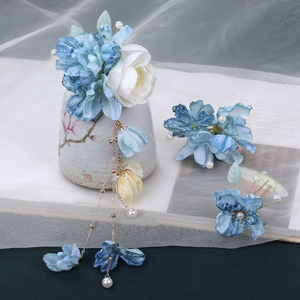 Tassel Hair Clip Fork Artificial Flower Tassel Headwear New Hairpins  Hanfu