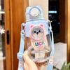 Plastic Kids Water Bottle With Straw And Cartoon Design For School And Travel