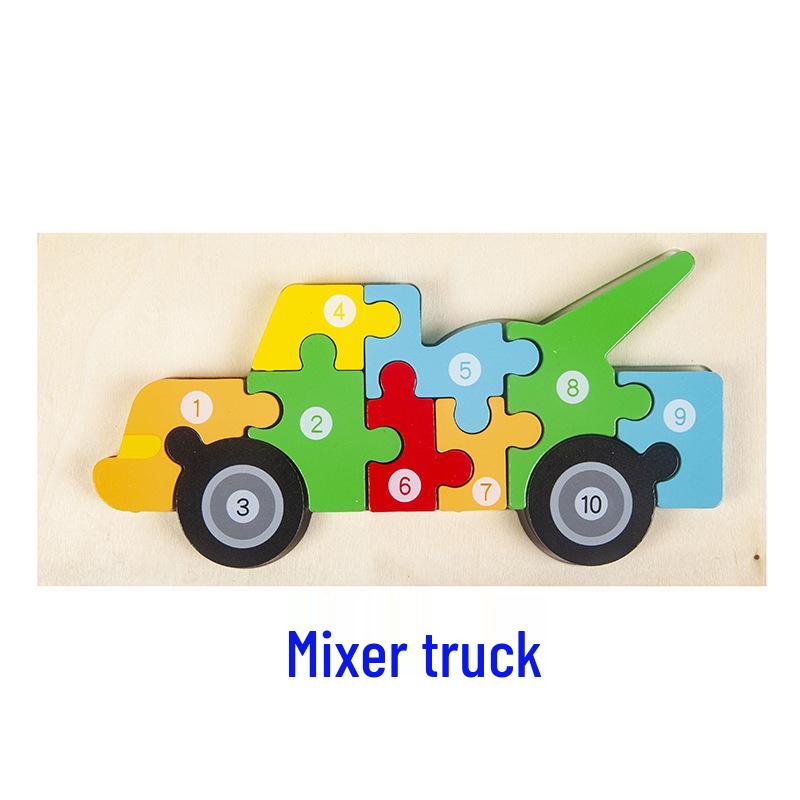 Wooden 3D Cartoon Number Puzzle Board for Kindergarten Kids – Educational Toy