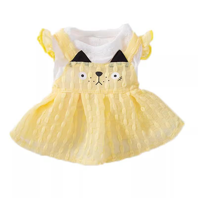 Dog Dress Spring Summer Three-dimensional Cat Plaid Skirt Teddy Bee Bear Small and Medium Dog Cat Pet Clothing
