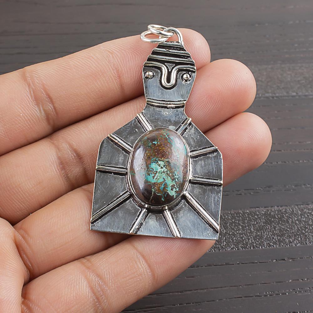 Natural Australian Azurite Gemstone 925 Sterling Silver Jewelry  Pendant 2.2  AJP-1957