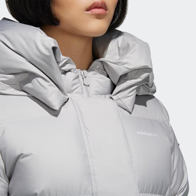Adidas Neo Large Logo Casual Mid-Length Down Jacket Winter Women Outerwear Gray EI4425