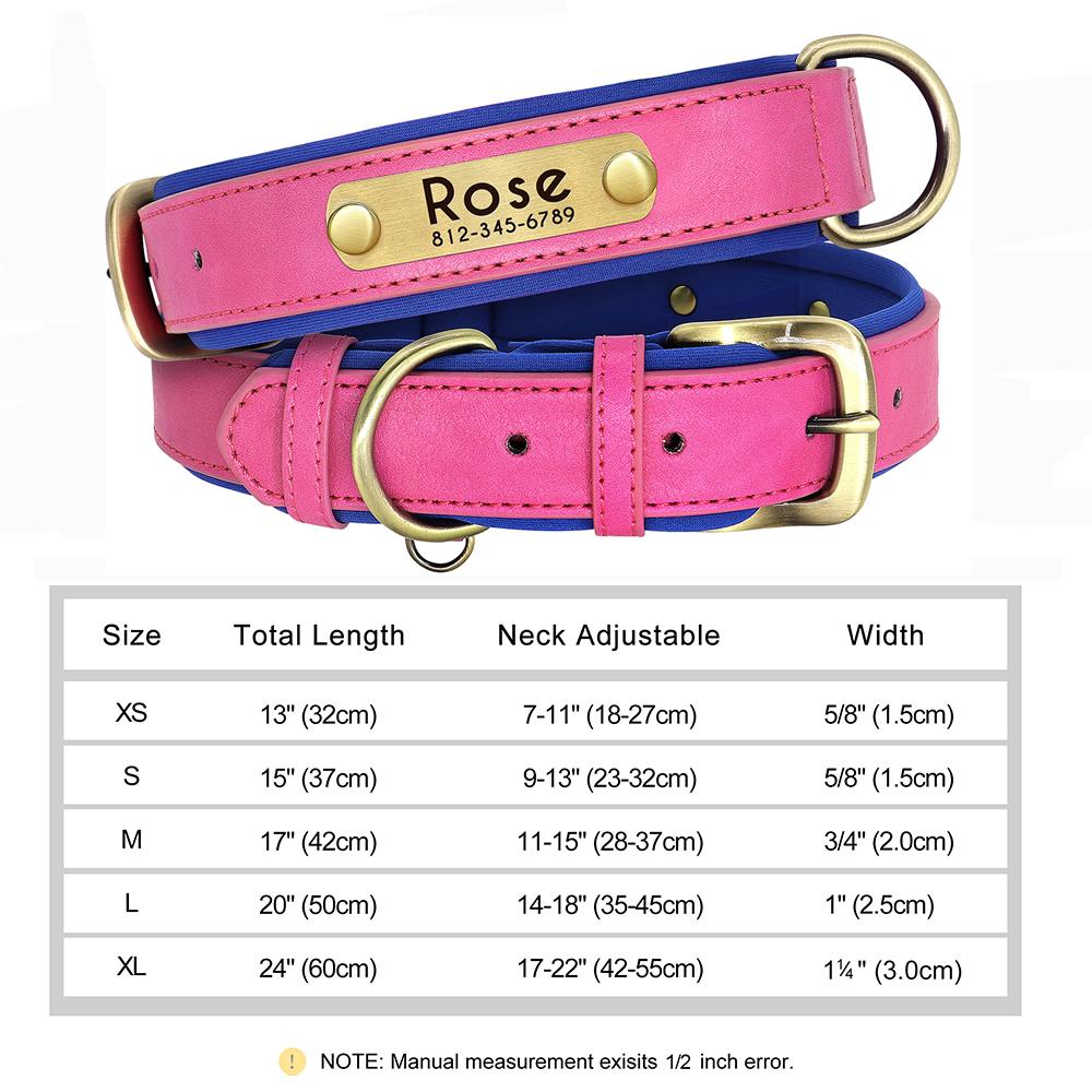 Custom Leather Dog Collar Personalized Collars with Free Engraved Nameplate for Small Medium Large Dogs Pitbull Labrador XS-XXL