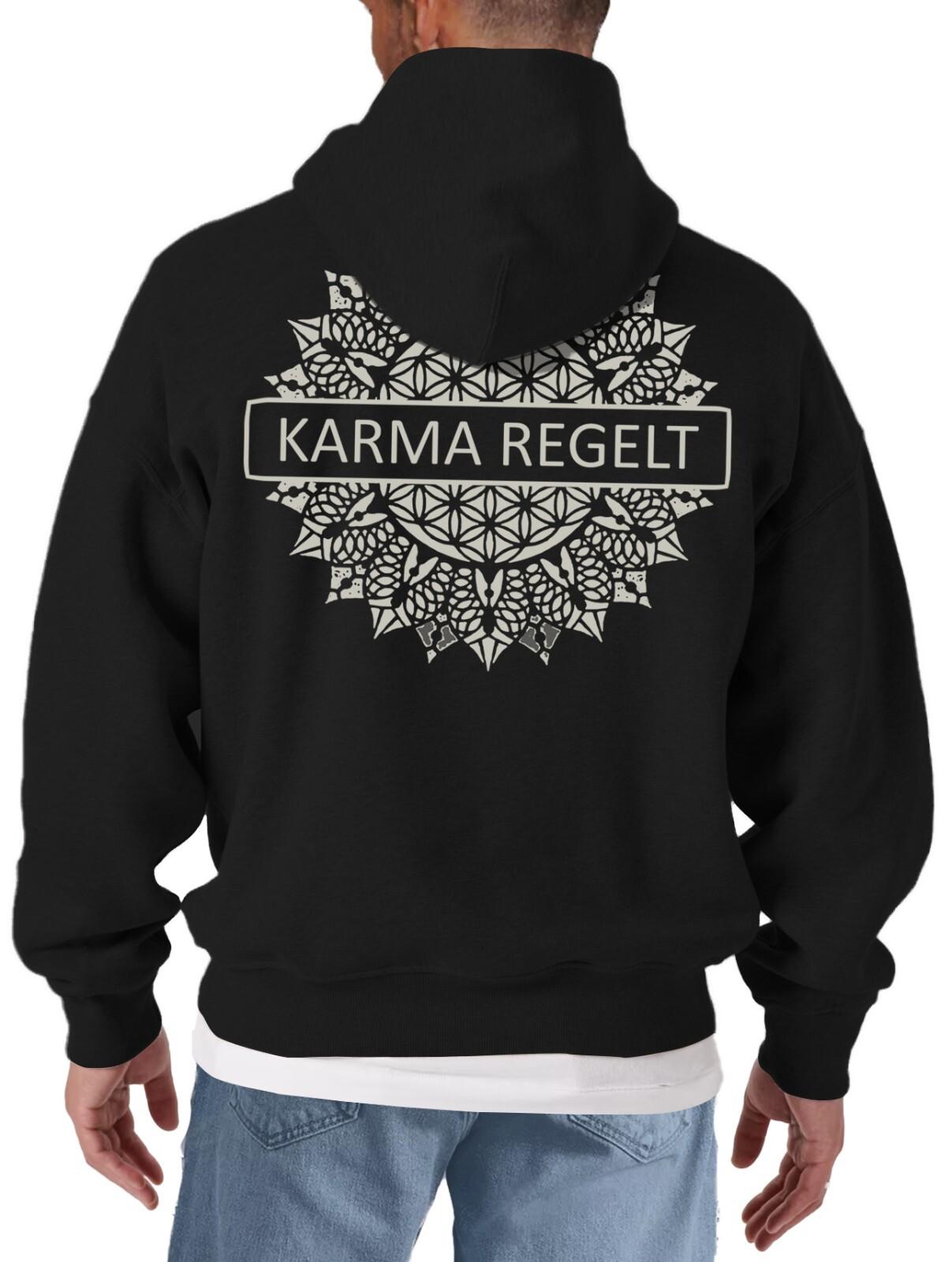 

26 Худи с принтом на спине Karma Pullover Толстовка с капюшоном Черный принт Назад Пуловер- Футболка унисекс M