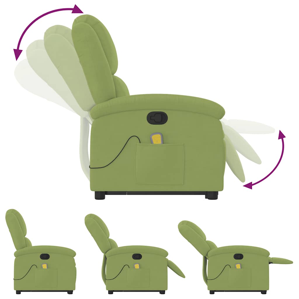 Massage Recliner with Rising Function Light Green Velvet