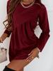 Fall Winter New Solid Long Sleeve Irregular Crew Neck Maxi Dress for Women