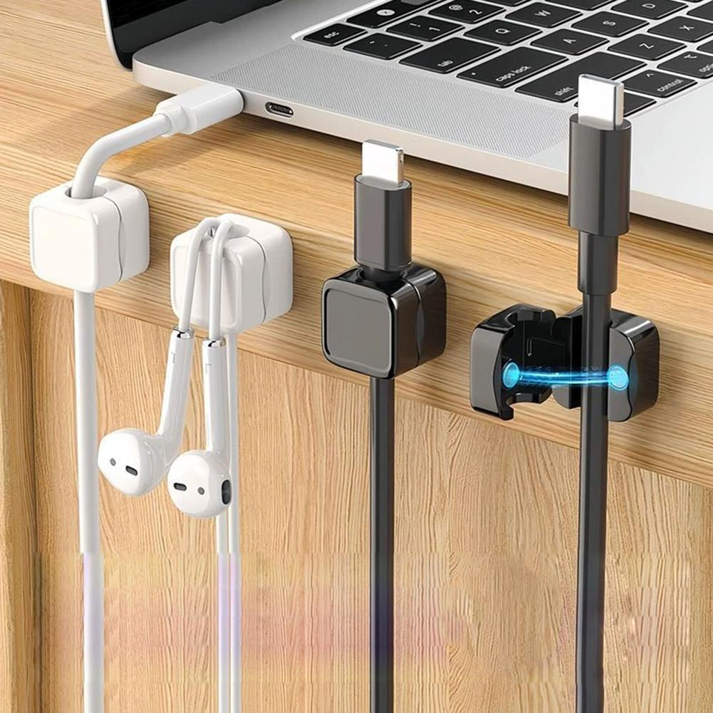 1/3/5/10pcs Cable Organizer Magnetic Plug Box Silicone Cable Winder Flexible Cable Management Clips for Office Desktop Home