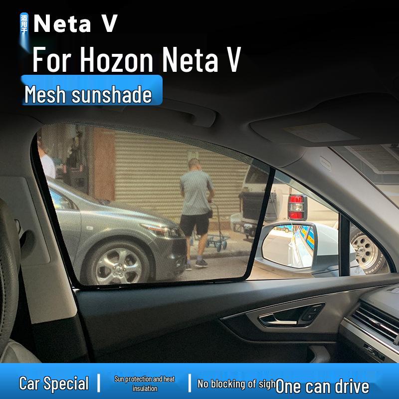 Hozon Neta V Magnetic Sunshade: Mosquito-Proof, Heat-Insulating Car Window Mesh