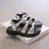 2025 Summer New Kids Leather Sandals for Girls Anti-slippery Sole Toddler Beach Shoes with Shiny Heart Princess Roman Style Shoe