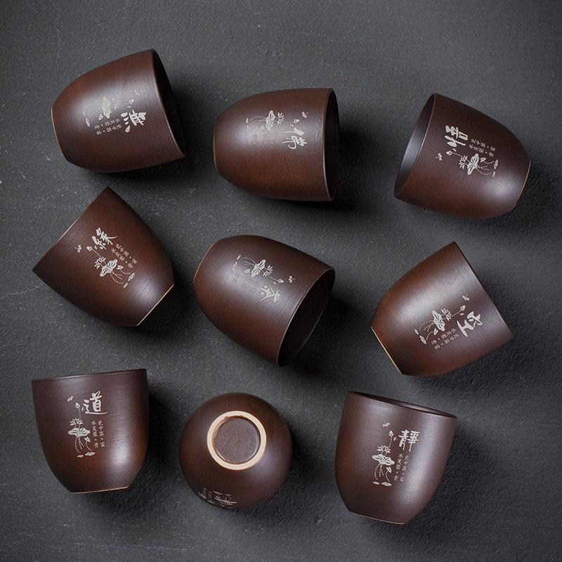 Teacup Men's special tea making Purple sand Kung Fu teacup Tea cup Master cup Single cup Firewood burning Personal special