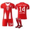 Bayern Munich Home Jersey 10 Muller Soccer Uniform Set Men 2025-26 Kit Kids Youth Olise 14 Diaz 17
