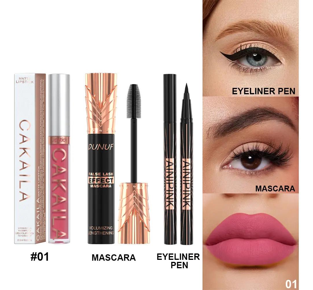 Set Of 3: Matte Lipsticks, Mascara And Eyeliner.