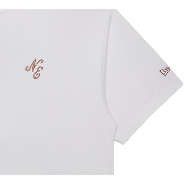New Era Simple Letter Print Crew Neck Short Sleeve T-Shirt Men Tops White 14341314