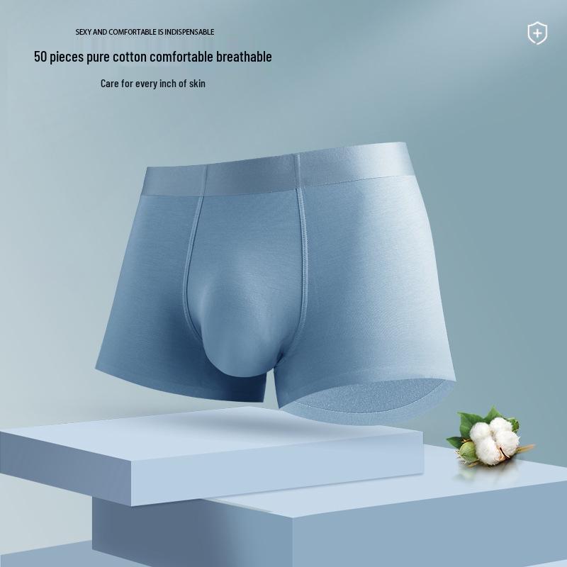 Men's 7A Combed Cotton Boxer Briefs - Antibacterial, Seamless, Breathable, Loose Fit, Plus Size.