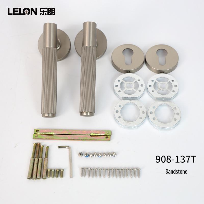 Minimalist Gold Knurled Zinc Alloy Interior Door Handle Lock