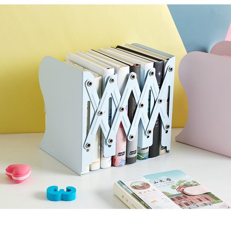 Kaba Bear Retractable Book Stand - Simple Iron Desktop Bookshelf with Macaron Colors