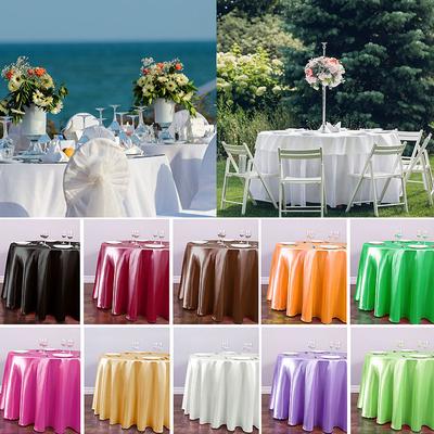 1pcs Hotel Table Skirt Satin Tablecloth Round 145cm Solid Color Table Cover Birthday Wedding Party
