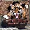 2D Roaring Tiger Tapestry Realistic Brick Wall Background Decor