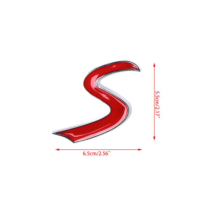 Metall 3D S främre galler emblem Dekal för Mini Cooper R50 R52 R53 R56 R57