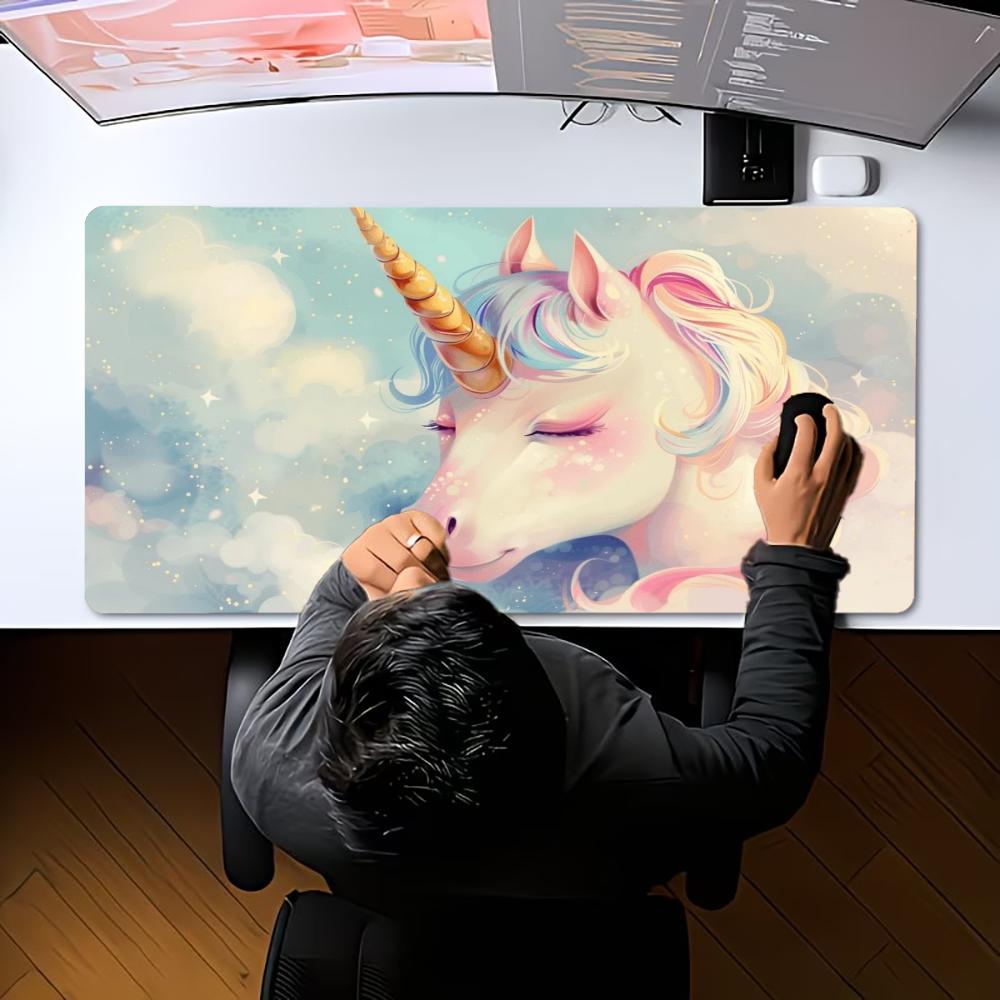 Cute Cartoon Unicorn Mouse Pad XXL Colorful Flower Garden Non‑Slip Rubber Deskmat Pc Game Keyboard Mats Large Computer Mouse Mat