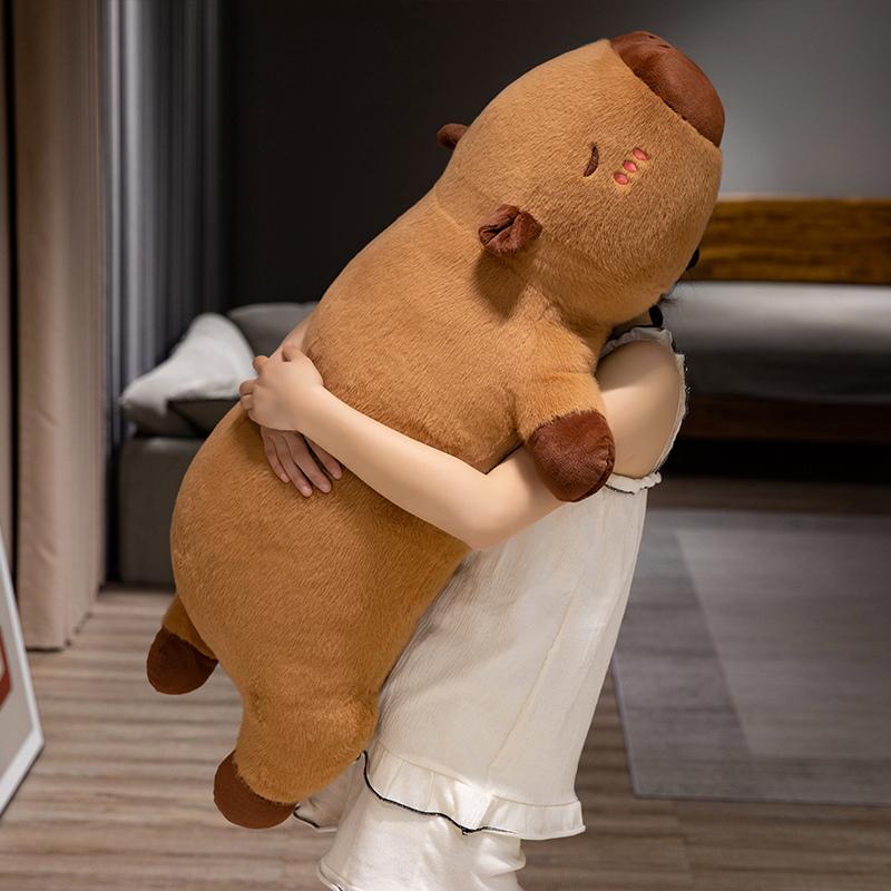 Kawaii Capybara Plush Toy Stuffed Capibara Fluffy Doll Long Sleep Soft Pillow Sofa Cushion Nap Sleeping Toys for School Xmas