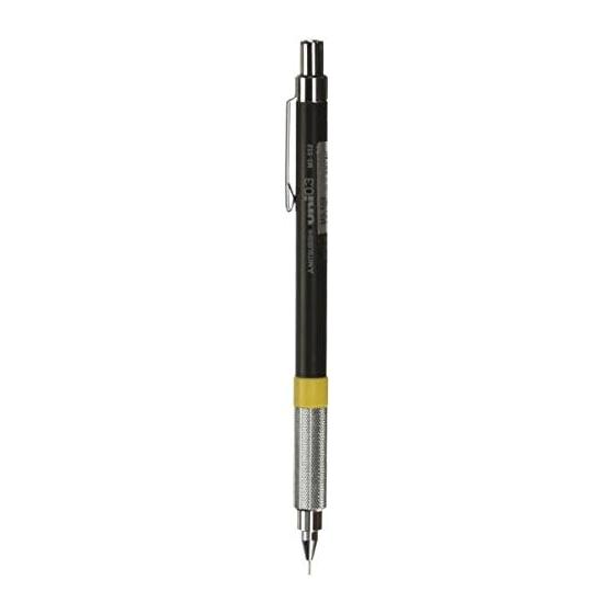 Mitsubishi Pencil Drafting Mechanical Pencil 0.3mm Black M3552.24 Knurled Grip Balanced Center of Gravity 4mm Tip Pipe Knock-Type With Sharp Eraser