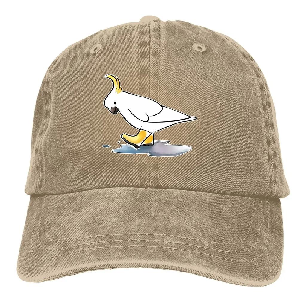 Casquette de Baseball Lavée pour Homme Cacatoès Chaussures de Pluie Casquettes Trucker Snapback Casquette Papa Oiseaux Perroquets Animaux de Compagnie Chapeaux de Golf