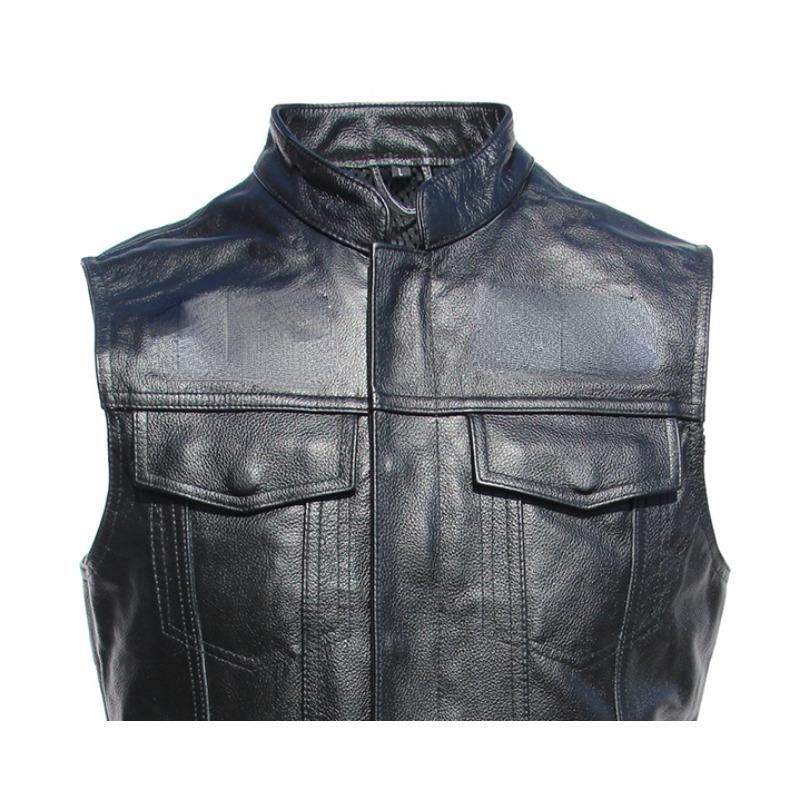 Chinese Size Motorcycle Vest Men Leather Sleeveless Jacket Real Cowhide Leather Club Riding Biker Vests M008