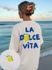 Unisexs La Dolce Vita T-Shirt Sommerurlaub Zitronenprint Tee Kurzarm Mode Locker Lässig Oberteil Streetwear Ästhetisches Tee