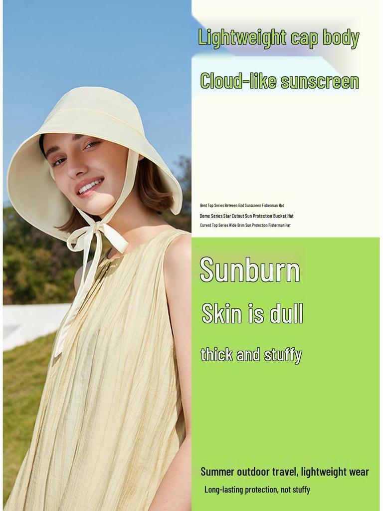 Women's Wide Brim Anti-UV Sun Hat with Ribbon & Ponytail Slot