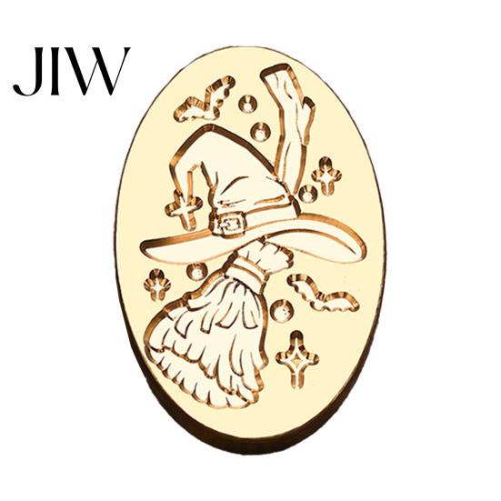 Halloween Stamp Head Themed Brass Wax Seal Head, Pumpkin Ghost Witch Bat Engraved Replaceable Sealing Replacement for Envelope Journal Gift Wrap Party