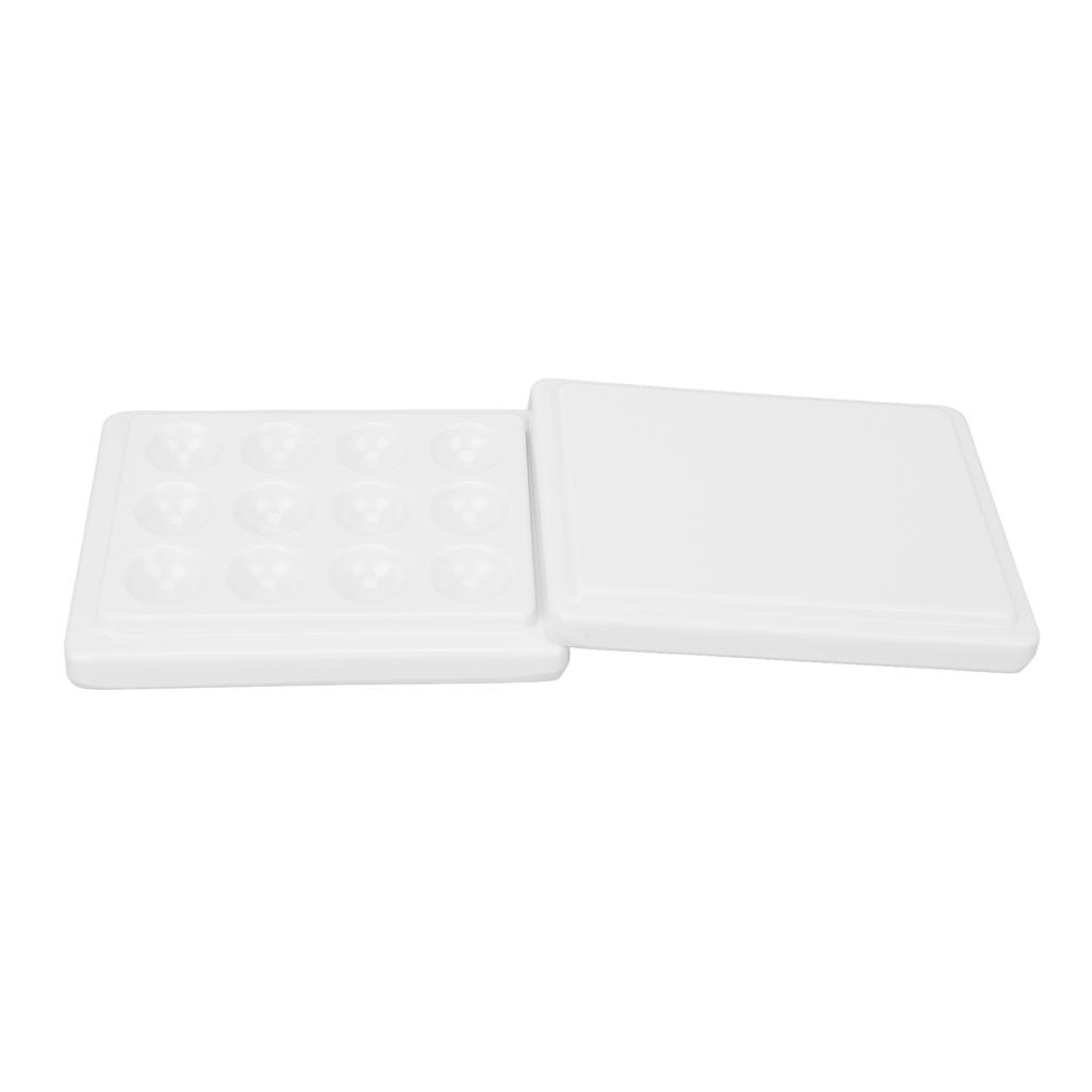 12 Wells Porcelain Paint Palette Dustproof White Watercolor Paint Palette for Nail Art Painting